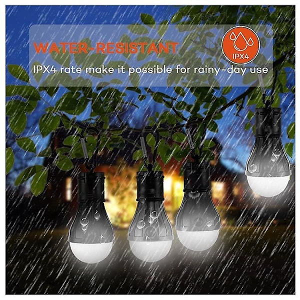 4-pack LED Campinglampor Bärbara Tältlampor med Klämma för Vandring Fiske Nödläge Storm Utan Ström