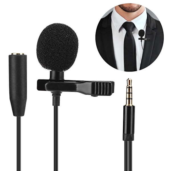 Mini krageklippmikrofon med anslutningshål för mobiltelefon live-sändning inspelning intervju