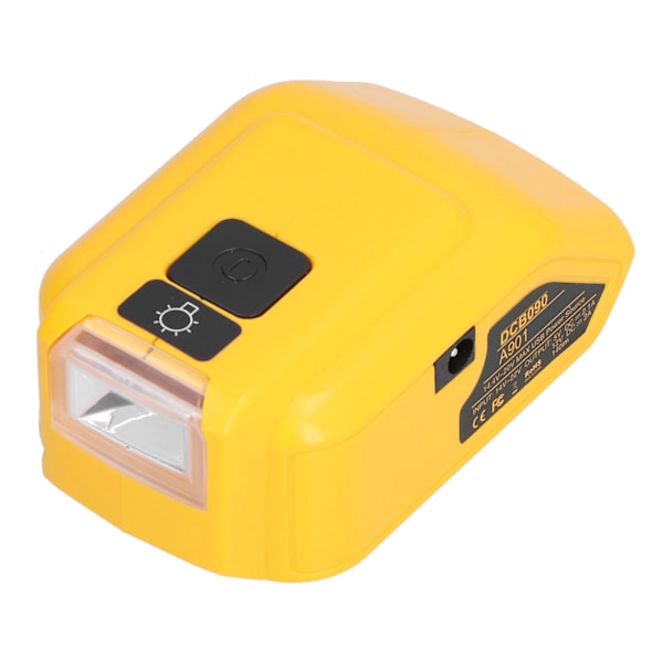 Batteriladeradapterkonverter LED-arbeidslys for 14V‑22V USB-lading DC12V-utgang DCB090 med 12VDC-hull