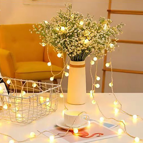 Fairy Lights 10 LED 4,9 fod strenglys Batteridrevet varmt lys konstant tændt ledningslys til udendørs fest camping