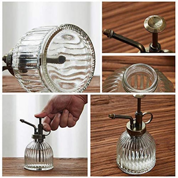 Retro Glass Plant Mister Spray Bottle med plast topp pumpe vanning glass spray flaske plante mister vanning hage verktøy