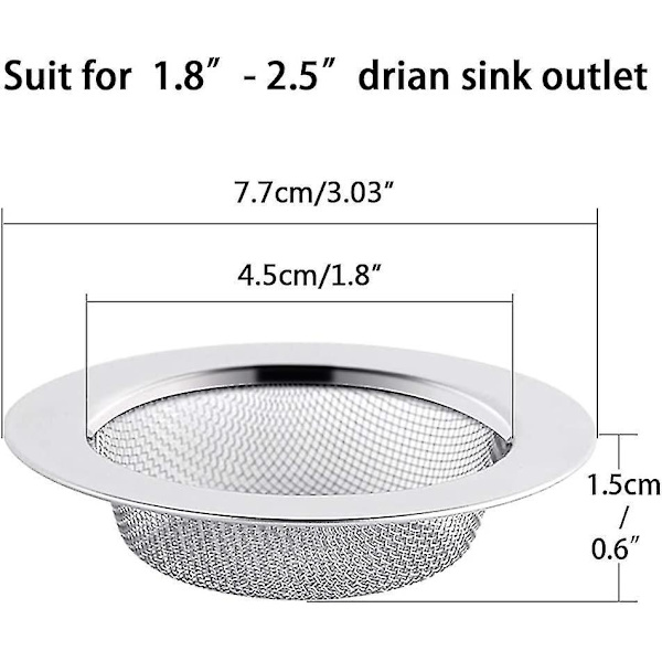 Rustfrit Stål Håndvask Si Set - 2 Pak, 7,5 cm Køkken Aftapning Si