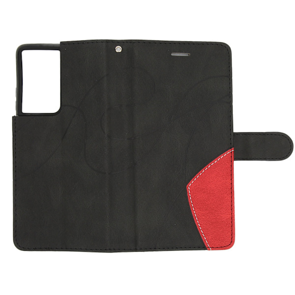 PU - läder Flip Wallet Phone case 2 Färg Splits Stötsäkert Telefon Skyddsfodral Case för Samsung S21 Ultra Black