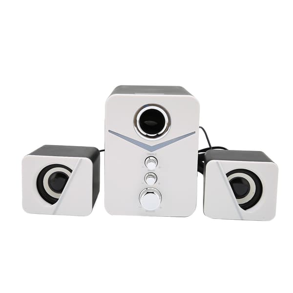 D-221 Bluetooth computerhøjttaler dyb bas 2.1-kanals mini-bordhøjttaler til bryllupsfest hvid