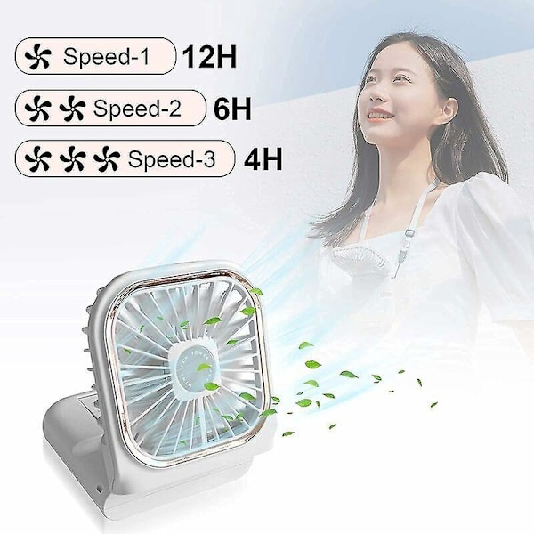 Mini Lommeventilator, Håndholdt Elektrisk Ventilator, Mini USB Bærbar Ventilator, Personlige Bærbare Genopladelige Ventilatorer, Foldbar Justerbar Halsventilator, Hvid