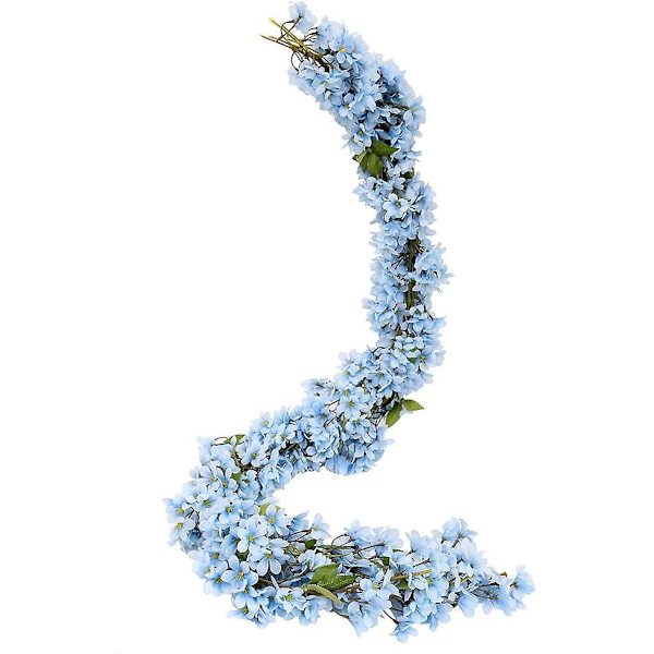 Kunstige Sakura Kirsebærblomster Hængende Vinstok - Sæt med 2 (Blå)