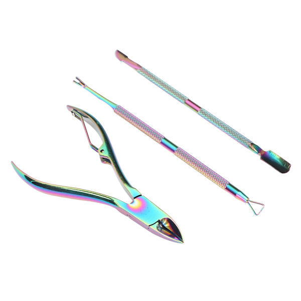 3 st Nagelband Trimmer Set Rostfritt Stål Professionell Nagelvård Nagelband Pusher Scraper Set för fingernaglar Tånaglar
