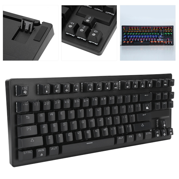 Gaming 87key tastatur Punk kablet mekanisk tastatur med Led lys til stationær computer