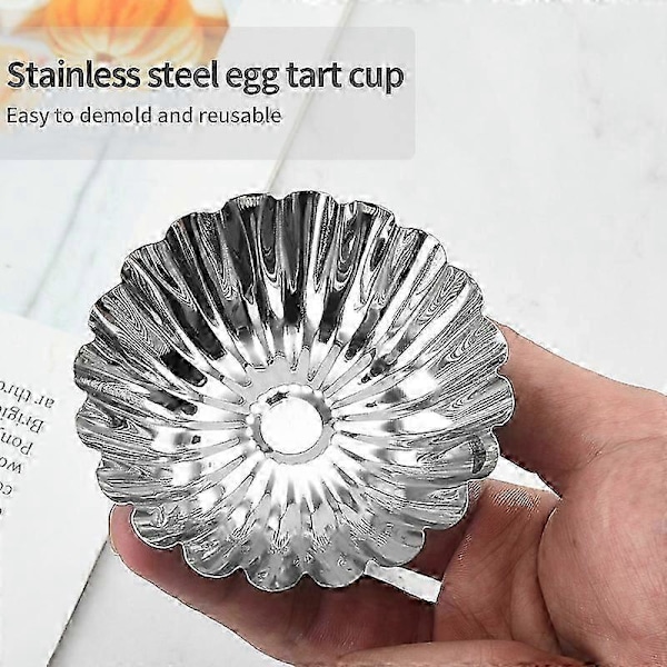30 stk. Muffinsform, Mini Egg Tart Form i Rustfritt Stål_SZXM 7,5*4,5*2,2cm