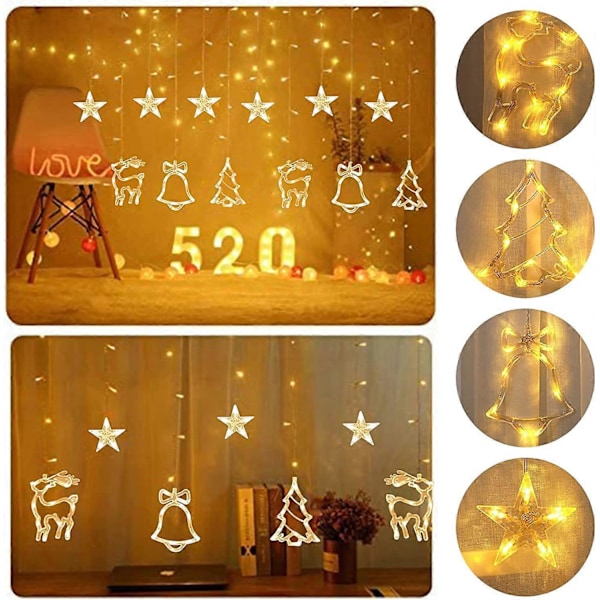 Julelys Garland, Lysgardin, LED Lysgardin, Juledekorasjon, Stjernelys, 4M 8 Lysmoduser