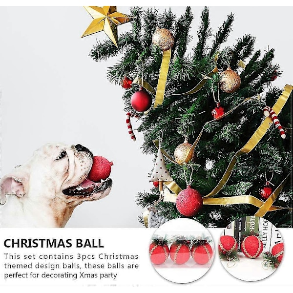 Jul Skumbollar Ornament Rustik Julgranskula Hängande Prydnad Julgransdekoration (röd)(3st)
