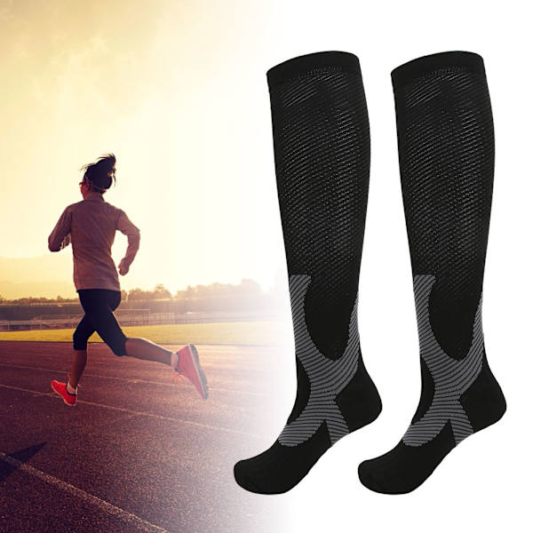 Kompressionsstrumpor Anti Fatigue Smärtlindring Knähöga strumpor för utomhussport L/XL