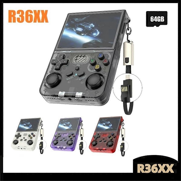 R36XX Retro Håndholdt Spillekonsol 64G 14000+ Spil Linux System A