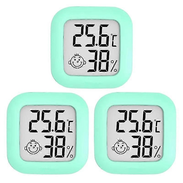 3x Indendørs Termometer, Fugtighedsmåler Digital Hygrometer Rumtermometer Til Hjemmet Blå ZD A