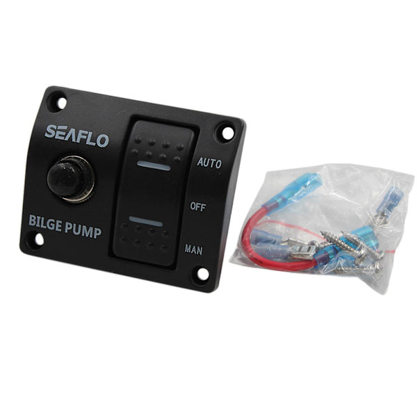 2st SEAFLO 3-vägs länspumpsbrytarpanel Automatisk/Manuell med inbyggd säkring