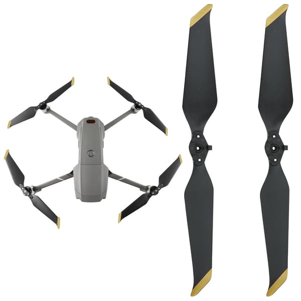 2 stk. propel støjsvage letvægtspropeller tilbehør passer til Mavic AIR 2 Drone Sort Guld Kant