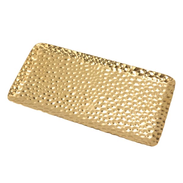 Hamrad bricka utsökt luktfri serveringsbricka i rostfritt stål för vardagsrum sovrum kök badrum 19,5x9,5cm guld