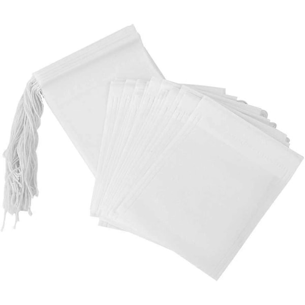 Teposer Tomme 100 Stykker Papir Te Filterposer Engangs Infuser med Snøre, 7 x 9 cm