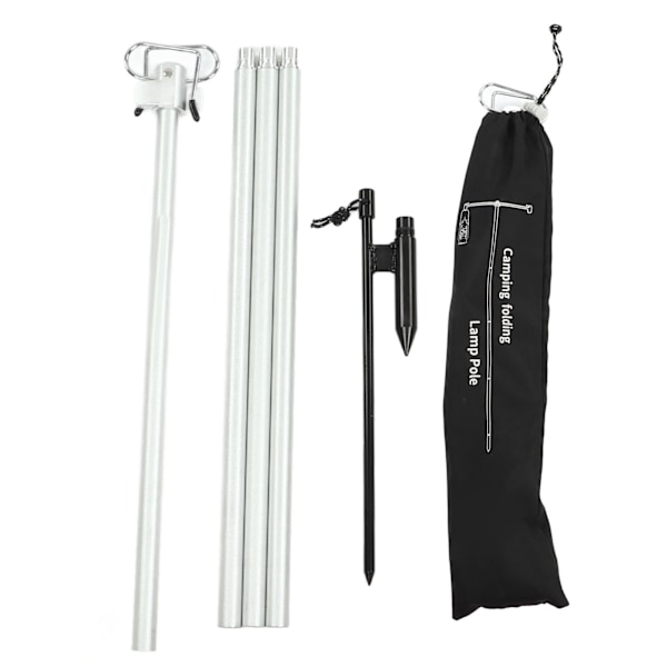 Campinglampe Stang Retractable Dobbel Lys Kroker Retro Stil Metall Utendørs Folding Lykt Stativ for Piknik Fotturer Sølv