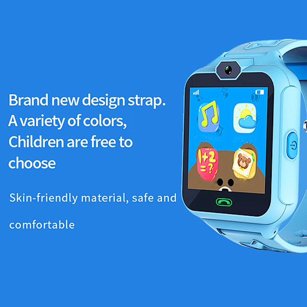 Børns W88 Baby Smart Watch Med Passometer Kamera Musik Display Alarm Blå