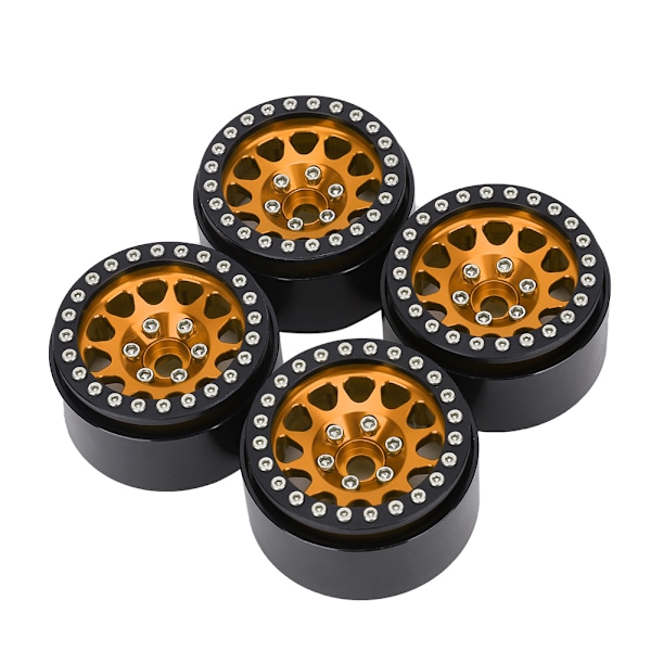 4 kpl 1:10 RC-mallin auton metalliset pyörännavat, auton renkaat sopivat Axial SCX10 / SCX10II / 90046 / 90047 musta ja kultainen