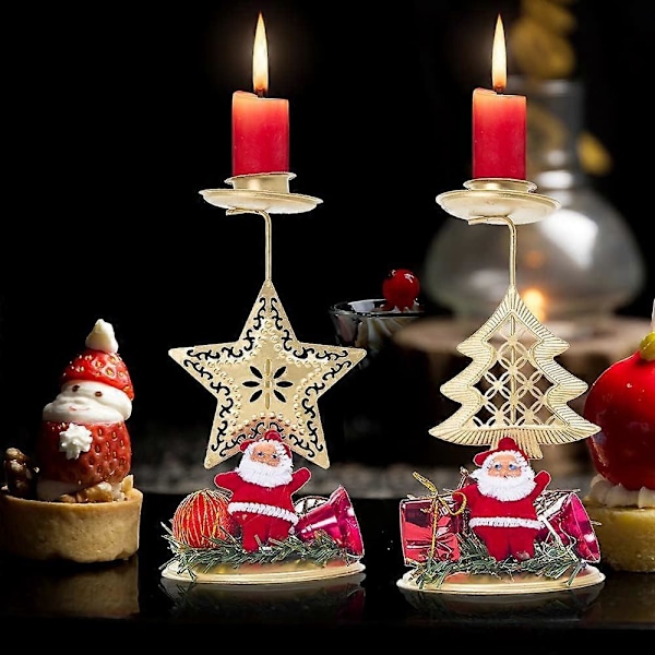 Julgransprydnad i smidesjärn, tomte, ljusstake, bordsdekoration, inomhus, högtid, vinterfest, bordsdekoration