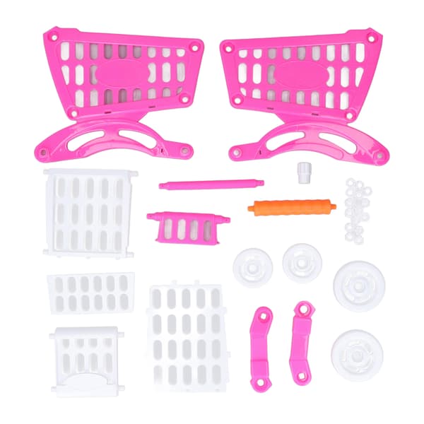 Indkøbsvognssæt til børn, pædagogisk indkøbsvogn til børn, legemad legetøj til læringsudvikling, pink