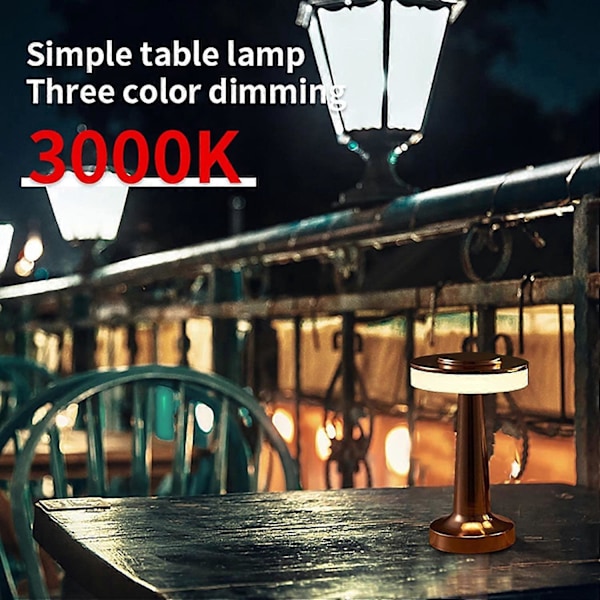 Bærbar LED Bordlampe, Trådløs Genopladelig Touch Kontrol Natlampe til Bar Restaurant Cafe Soveværelse Sengelampe, Bronze