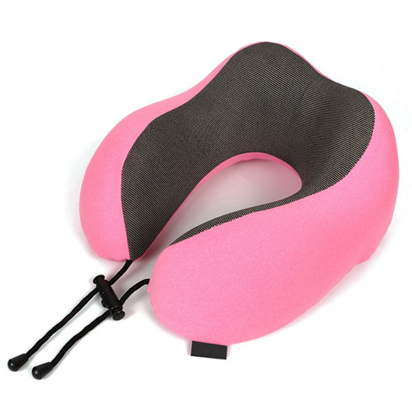 U-formad nackkudde Katjonisk tyg Nackskydd Memory Foam Resekudde för Resebil Hem Rosa Enkelnackskudde