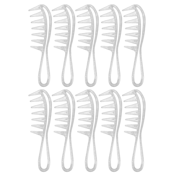 10 stk bred tannkam Ergonomisk håndtak Bærbar plastavfiltringskam for menn kvinner Hårstyling Flash Silver