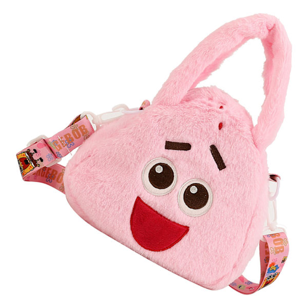 Plys skuldertaske sød form populær tegneseriefigur design lynlås lukning bærbar plys taske pink