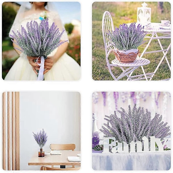 10 Buketter Kunstige Lavendelblomster Tørket Lavendel Romantisk Plastblomst for Hjem Hage Bryllupsdekor (Lavendel)