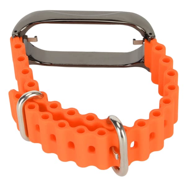 Silikone Urrem med Beskyttende Stødfanger i Rustfrit Stål, Tilbehør Passer til Mi Band 7 Orange