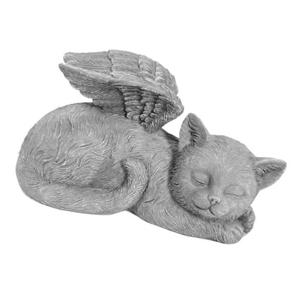 Minnesmerke for kjæledyr - Statue av sovende engel i harpiks for hage - Dekorasjon for kjæledyrgravsted - Engel - Katt