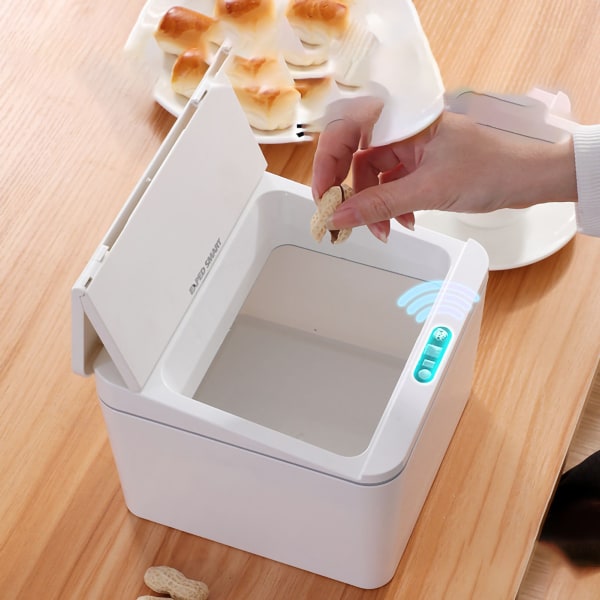 Smart Sensor avfallsdunk - Multifunktionell elektrisk induktionsbehållare - Desktop/bil - Vit