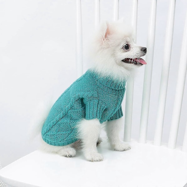 Hundtröja Varma Valpkläder, Polokrage Stickad Katttröja, Pullover Katttröja Kläder för Små Hundar Pullover Varma Kläder (X-Small, Grön)