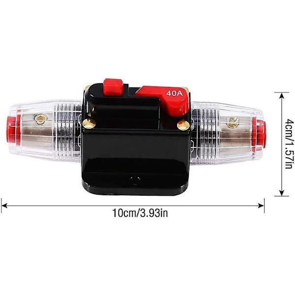 40A Automatisk Vattentät Säkring, 12V-24V Dc Inline Säkringshållare, Manuell Återställningsswitch Bil o Säkring, Inline Säkringsblock (40A)