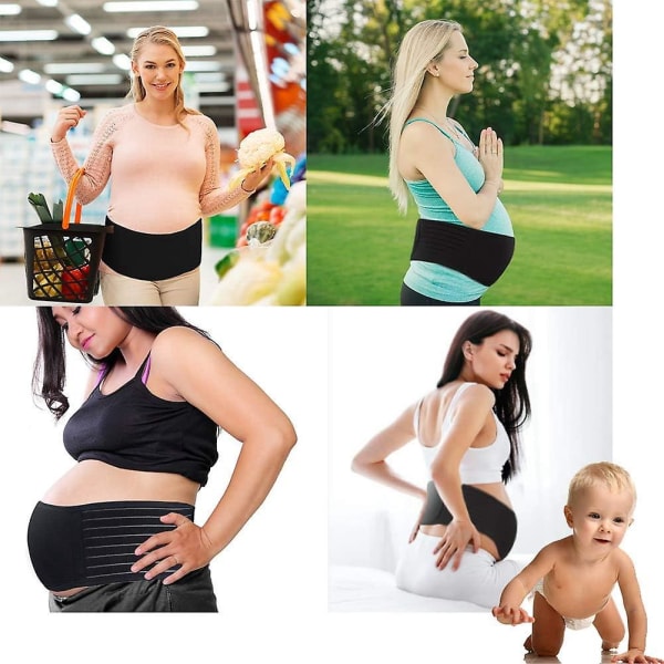 Svart gravidbälte för länd- och bukstöd, storlek Large