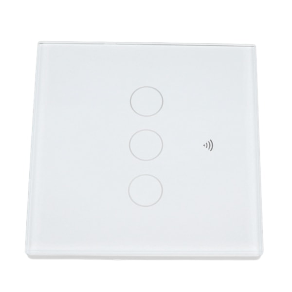 Smart WIFI-afbryder 3-vejs 86-type vægkontakt med hærdet glaspanel EU-stik 100 til 240V hvid