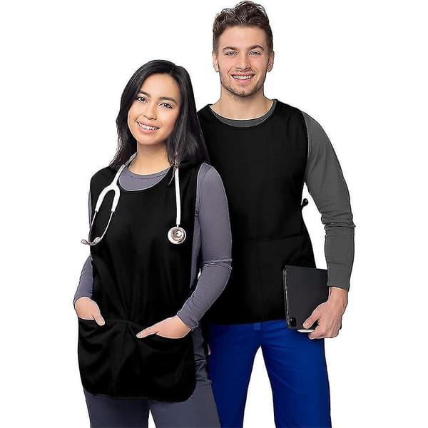 Apron Work Apron Apron 2 Front Pockets Dirt-Repellent Sleeveless Cleaning Chef Men Women Black