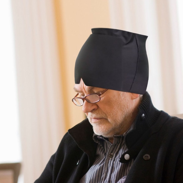 Jääpääkääre lievittää migreeniä säädettävä kevyt, fyysinen viilentävä kaksikerroksinen joustava päänsärkyhattu kodin mustalle