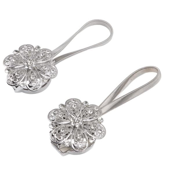 2 st kristallgardin magnetisk uppbindning rostfritt stål elegant blomgardinklämmor spänne för vardagsrum sovrum