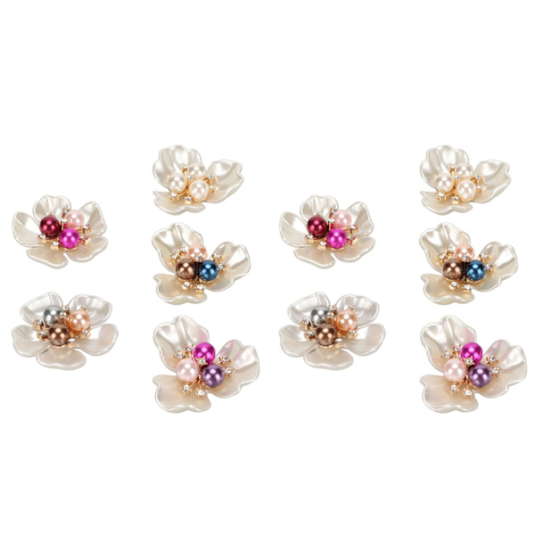 20 st Hantverk Faux Pearl Dekoration Utsmyckningar Vackra smycken gör kläder Faux Pearl platt blomma 38mm