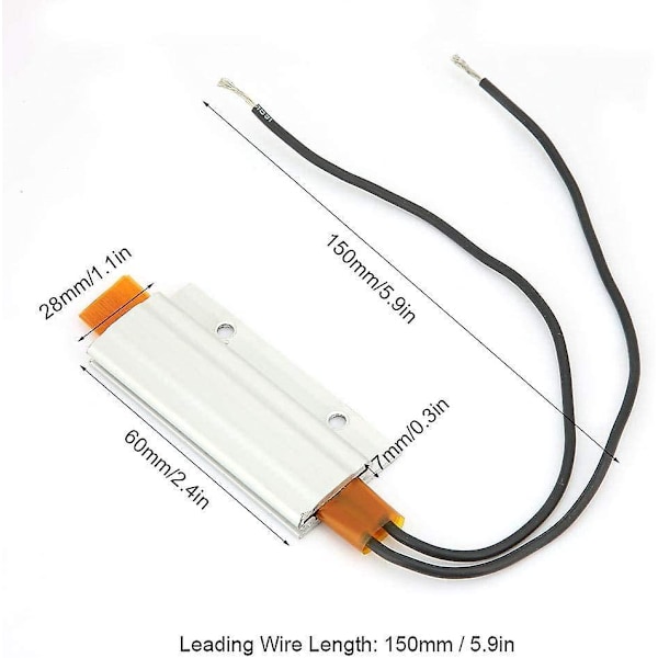 Isolerad PTC Värmeplatta, Säker och Hög Tillförlitlighet Aluminiumhölje PTC Värmeelement Termostatisk Värmeplatta 60×28×7mm(12V/70)