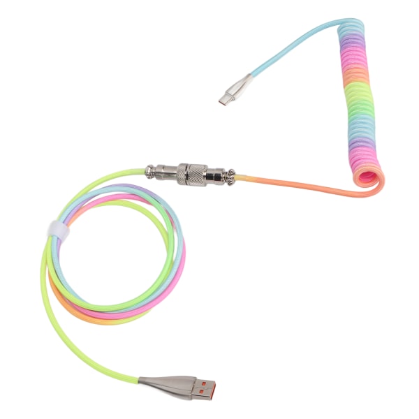 Speltangentbord Kabel Gradient Färg RGB Ljusande Anpassad mekaniskt tangentbord Infällbart USB C spiralfjäderkabel Typ 1