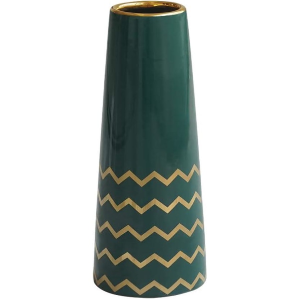 24,5 cm Vas Keramik Guld Grön Stor Design Dekorativ Vas