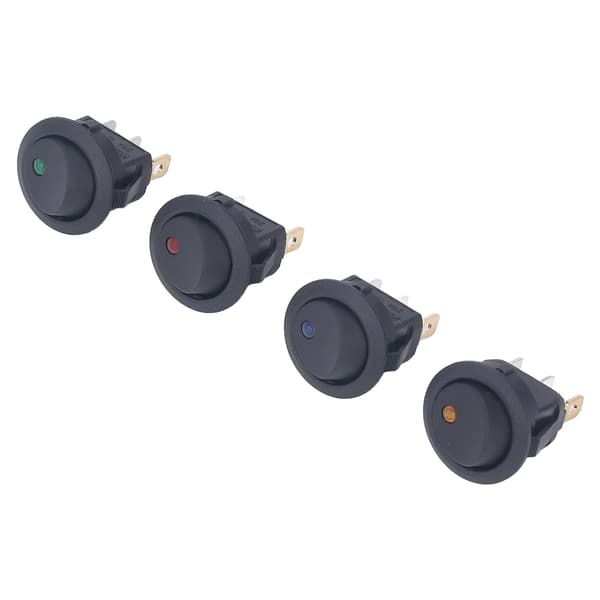 4 STK 12V Runde Strømbrytere 3 Pin 2 Posisjon LED Bryter Båt Vippebryter 20mm