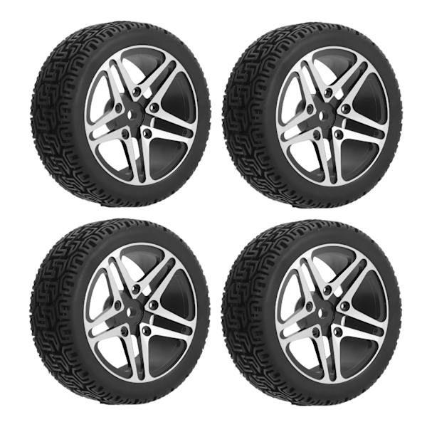 4 stk. RC-hjul og dekksett aluminiumsfelg gummi dekk for HSP 94122 94123 TT01 WF06 1/10 RC bil Crawler Svart