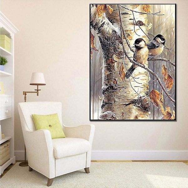 Bird Branch -timanttikirjonta - 5D DIY diamond painting - tekojalokivi ristipisto - 30x40cm