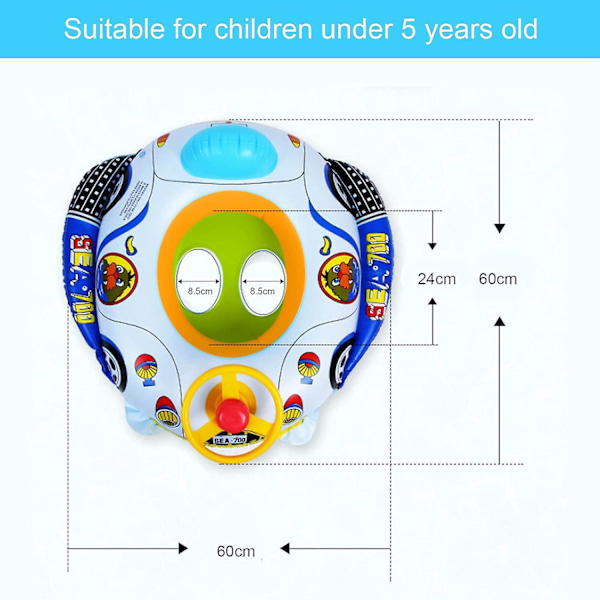 Uppblåsbar Badring för Barn - Baby Poolboj, Säte och Ring (60*60cm)